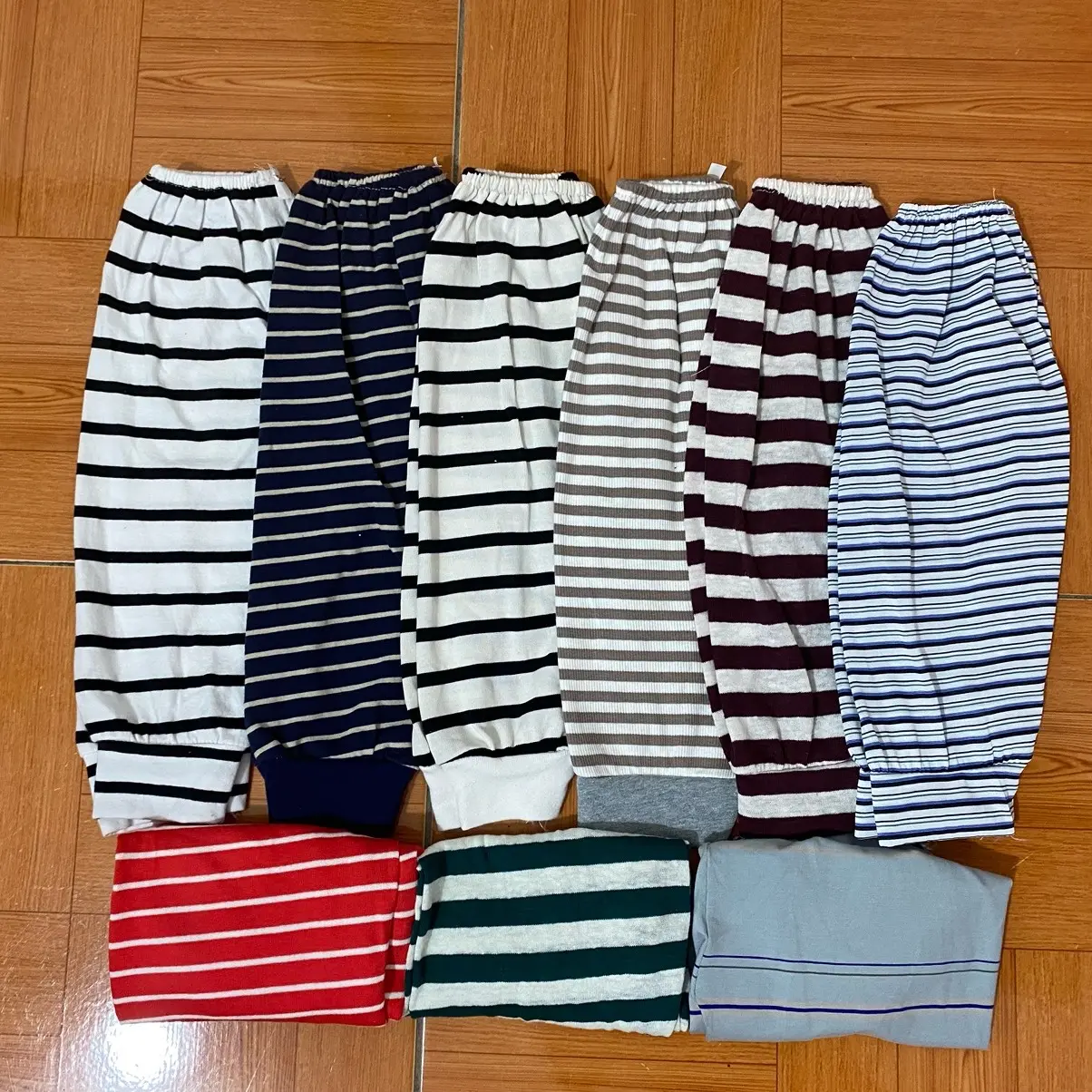 Sét 10 quần dài kẻ chất cotton cho bé 5-18kg