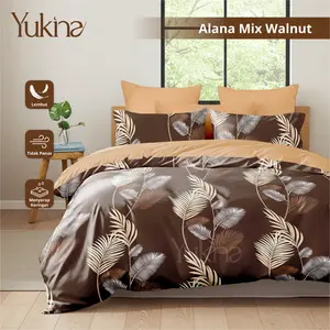 Bed Cover Set Sprei Alana Mix Walnut Ukuran Lengkap 180x200 160x200 120x200 - Yukina Bedcover