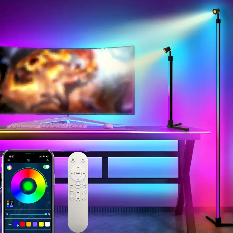 Smart RGBIC LED Corner Floor Lamp, USB Powered APP & Remote Control LED Ambient Night Light, Desk Lamp for Home Decoration, Live Decorative Light, Gaming Light 0