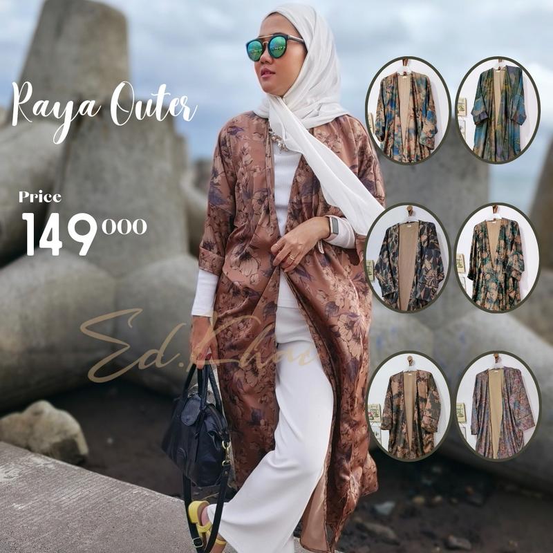 Product Introduction of kardigan jumbo raya long outer bigsize motif bunga 7