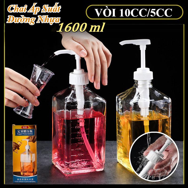 Bình Bơm Đựng Xịt Siro Bằng Nhựa Cao Cấp 1600ml Có Vòi Pump Định Lượng(kèm Cả Vòi Bơm)