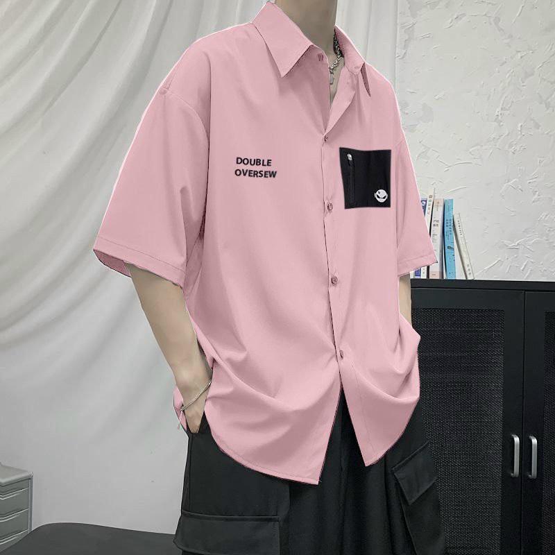 Áo sơ mi nam nữ JAMINE HOUSE màu Hồng cá tính form rộng thời trang Unisex Menswear Shirt