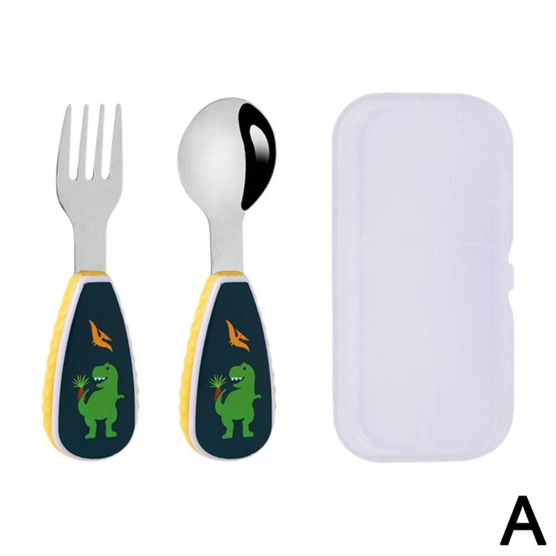 Product Introduction of 1 Set Cute Tableware Food Training Spoon Dessert Spoon For Children Feeding Spoon Fork Baby U0F6 30