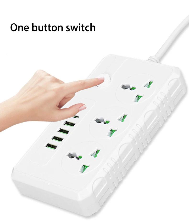 Product Introduction of US UK EU Plug Power Strip with 4 USB 1 Type-C Port 2M Extension Cord Socket Surge Overload Protector Universal Multi Outlet 13