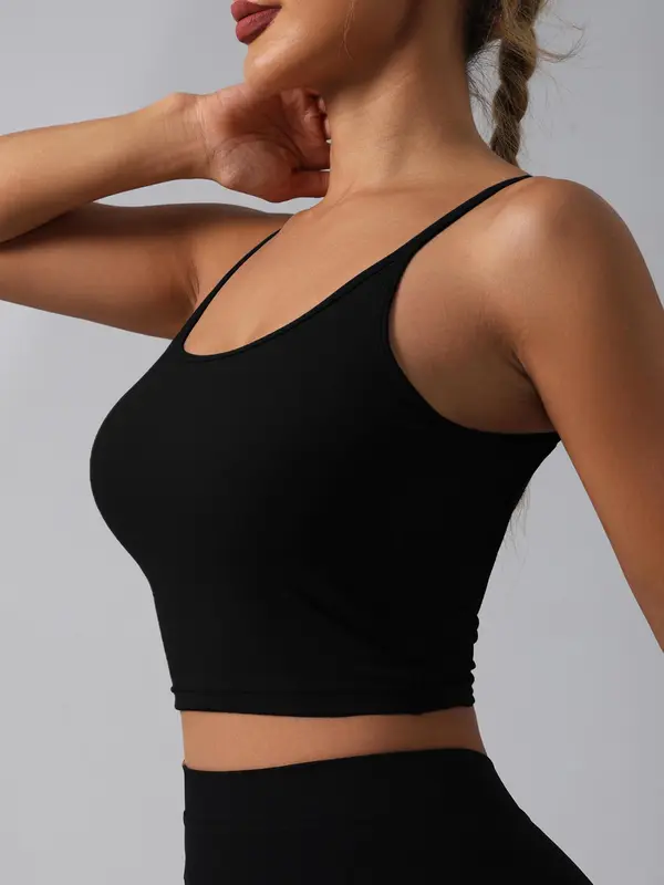 Women's Solid Sports Cami Top, Sports Plain Top, Ladies Sportswear for Indoor Outdoor Wear 3