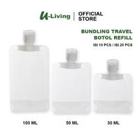 Gambar U-Living Set Bundling Travel Botol Refill Tempat Sabun Cair Botol Sabun Travel Plastik Fliptop Travel Bottle Cosmetic Lotion - MO002 - 10pcs refill 30ml dari U-Living Official Store Kota Bekasi 1 Tokopedia