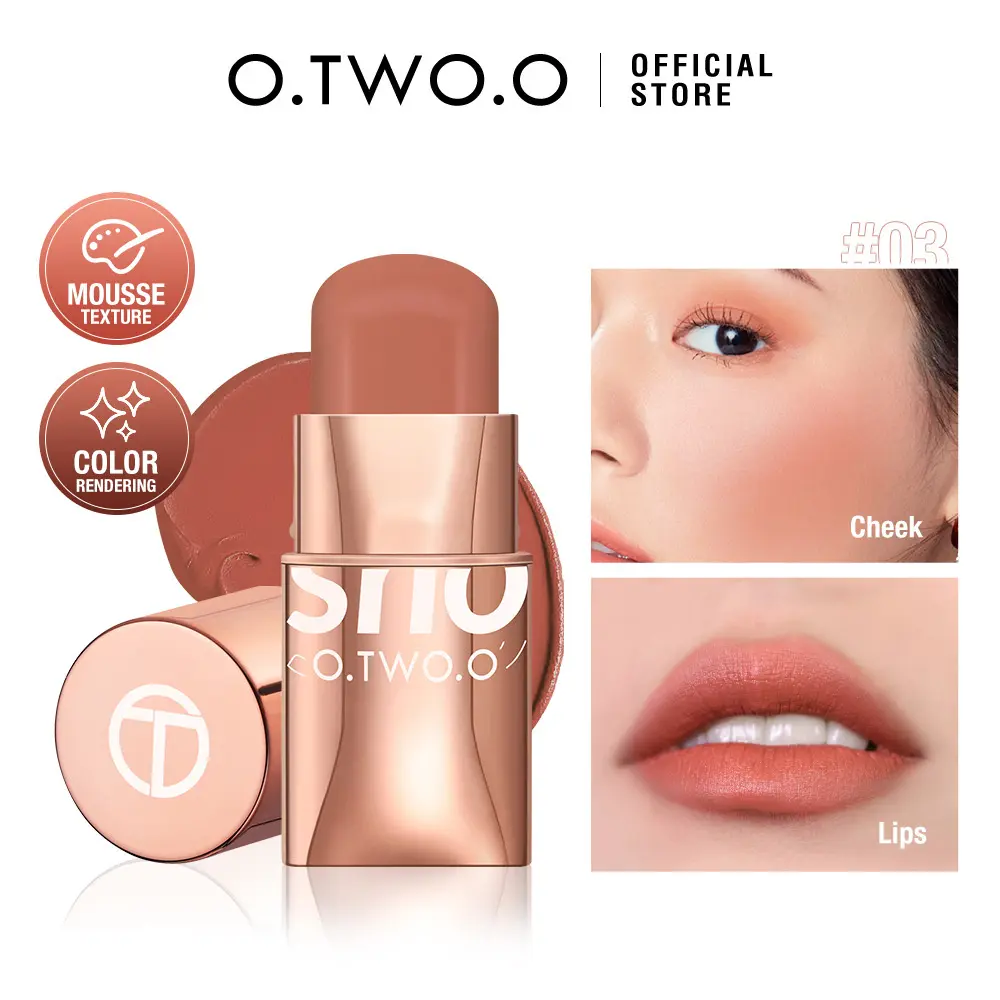 O.TWO.O Blush Stick For Lip & Cheek 2 In 1 On Balm And Face Blush Cream Contour Repair, Brightening And Natural Nude Makeup [COD]