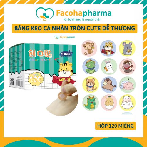  Băng keo cá nhân tròn dễ thương chống thấm nước tiện dụng siêu dính bảo vệ vết thương hộp 120 miếng CN024.00 