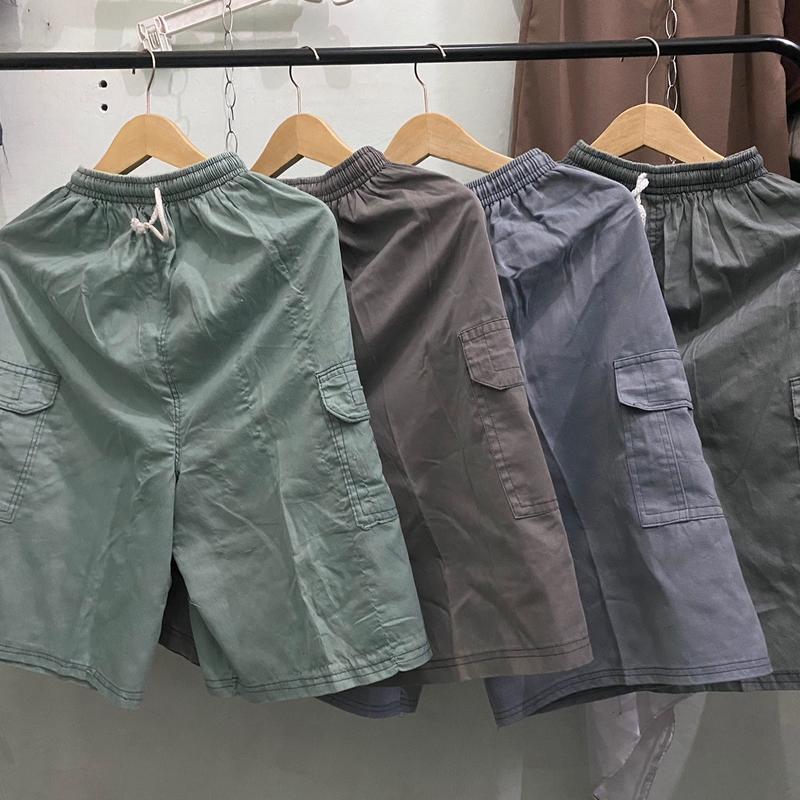 100k Dpt 5Pcs Celana Kanvas Semi Jeans Kolor Harian Santai Abu Cargo Karet Melar Nyaman Lembut Casual Pria 1