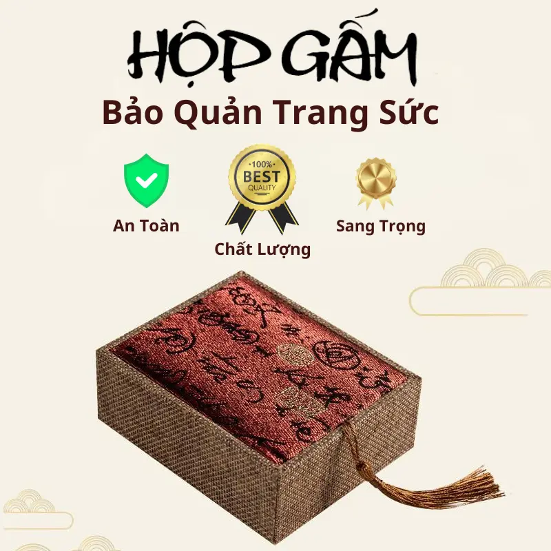Hộp Gấm Bảo Quản Trang Sức Loại 1 , Có Đồng Xu May Mắn Mang Lại ,Tài Lộc, Sức Khỏe, Nhỏ Gọn Dễ Dàng Mang Theo Mình