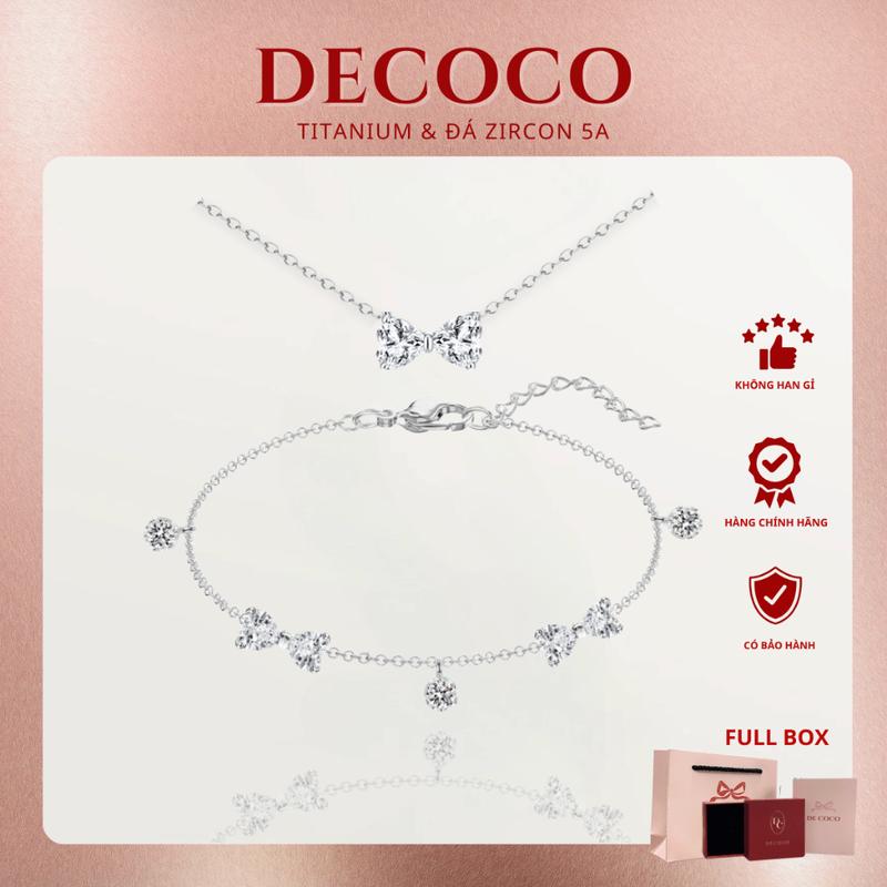 [MUA 1 TẶNG 1 VÒNG CỔ BOWIE] KHÔNG ĐEN GỈ - Vòng tay, lắc tay Phụ Kiện Nữ đá rơi và nơ HERIS De Coco (kèm Túi giấy + Hộp + Thiệp) vòng Móc Khoá Women Móc Khóa   Dây Chuyền Trang Sức