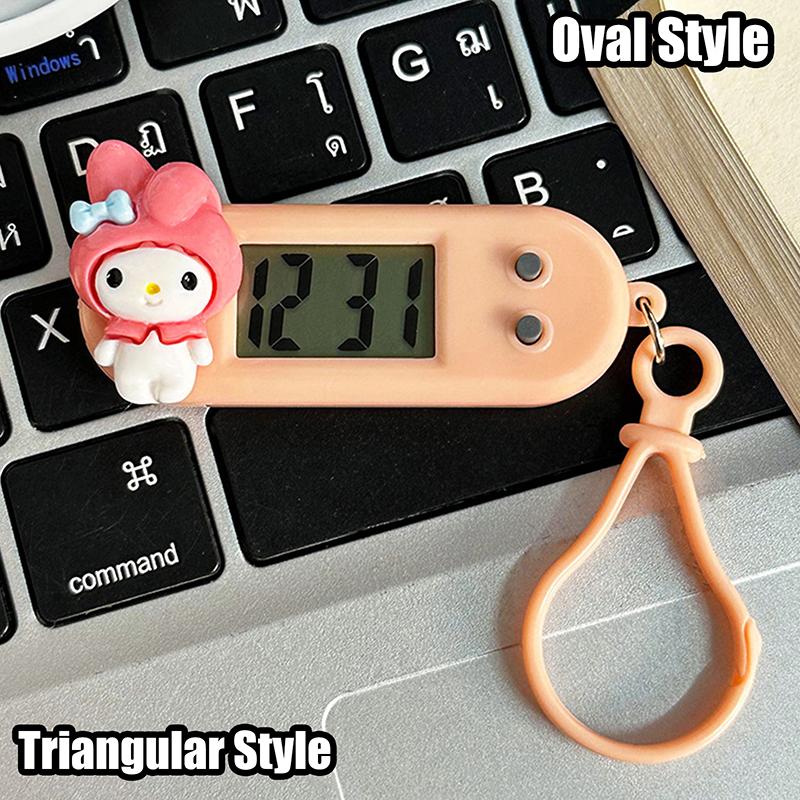 Product Introduction of Sanrio Hello Kitty Electronic Desktop Clock Keychain Kuromi My Melody Electronic Oval Watch Digital Table Time Display Clock 31