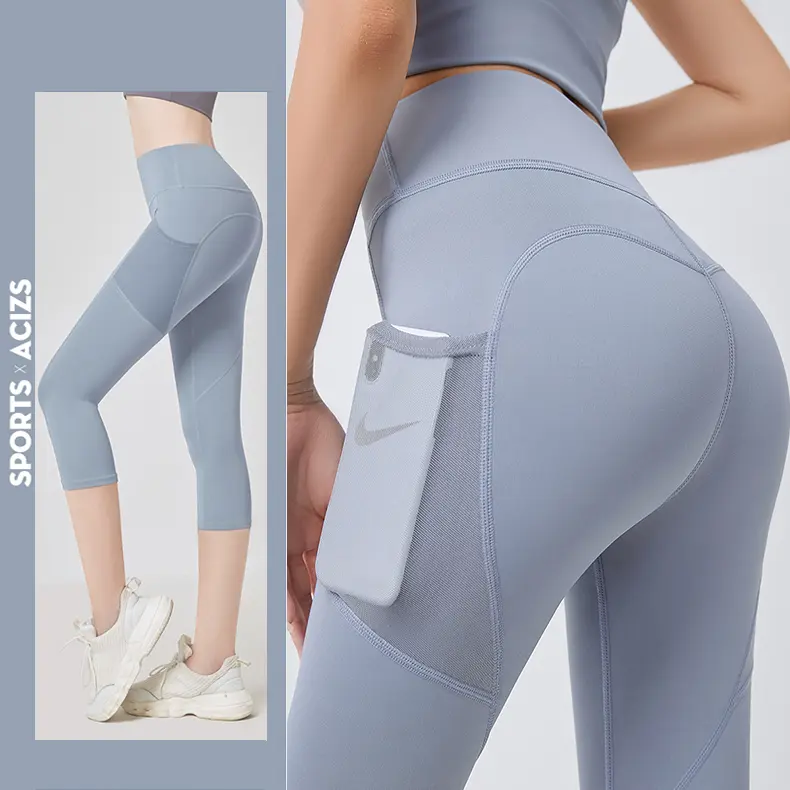ZYT Quần tập thể dục nữ (5 phần), quần tập yoga dài Có túi bên. Legging, quần legging, quần thể thao Sport Chạy Bộ 1