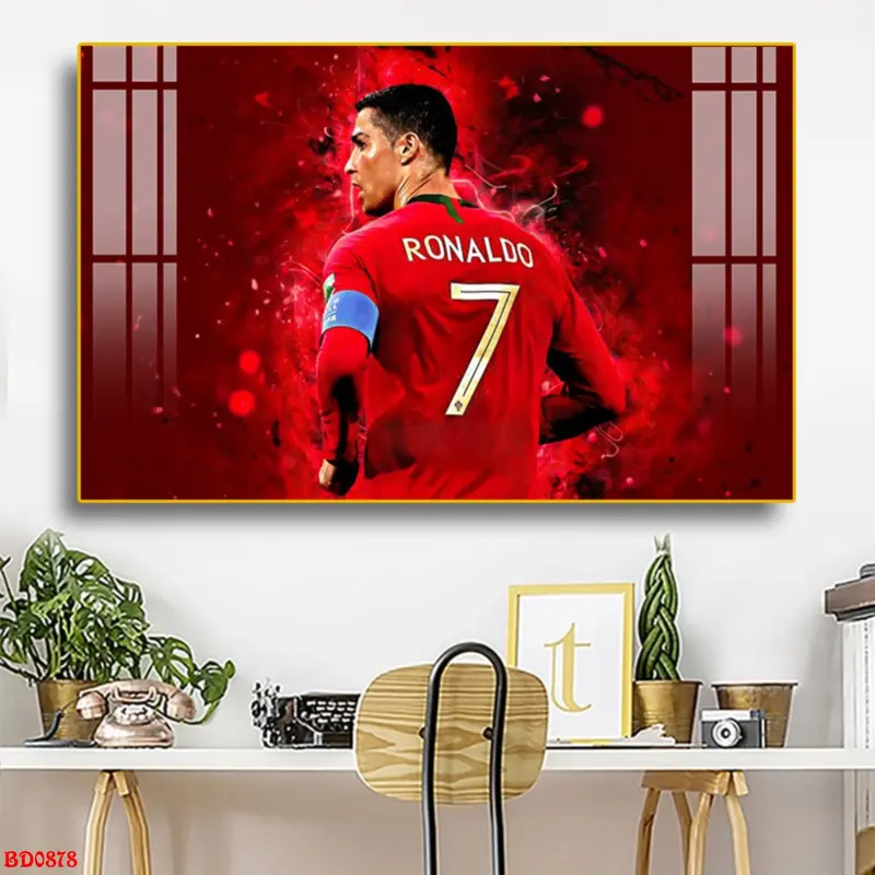 Tranh Cầu Thủ Siêu Sao Bóng Đá Tráng Gương Treo Tường Ranaldo Messi Neymar Mbappe CR7 M10 Real madrid MU Decor Phòng Khách Decor Phòng 1