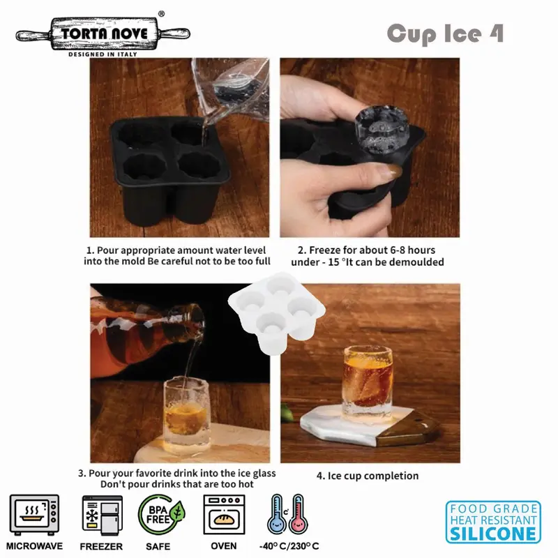 Cetakan es batu bolong tengah silikon bentuk gelas silicone bulat Cetakan coklat cup ice 4 Putih Cream Kitchenware 3