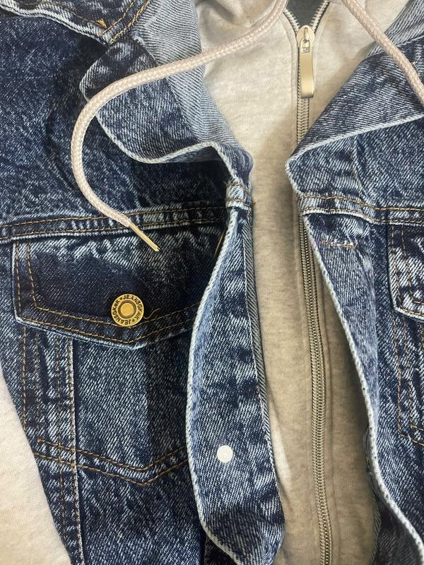 Áo khoác bò nam nữ phối mũ nỉ tay nỉ CE=LINN (35-80kg) - Phong cách trẻ trung năng động - Jacket, Menswear Kem aokhoac nam có thể giặt máy khóa kéo áo  bomber 7