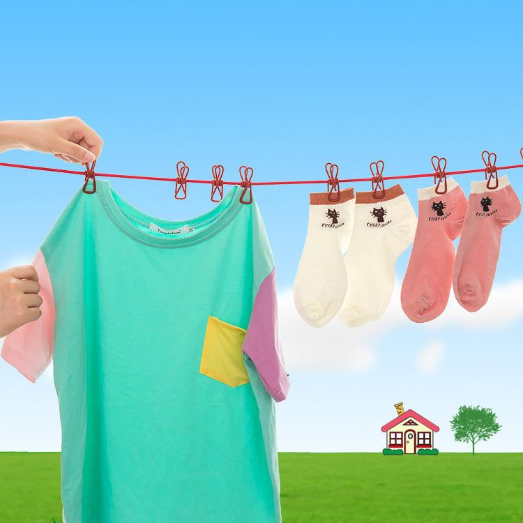 Product Introduction of Cuộn Dây Phơi Quần Áo 12 Kẹp Tránh Gió Bay Tiện Lợi - Dây Phơi Kẹp Sắt Có Móc Thông Minh, Treo Vớ Đồ Trẻ Em 17