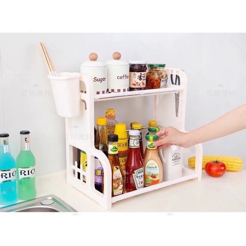 Kệ Đựng Gia Vị Đựng Đồ Dùng Nhà Bếp có khe để thớt 【】 4