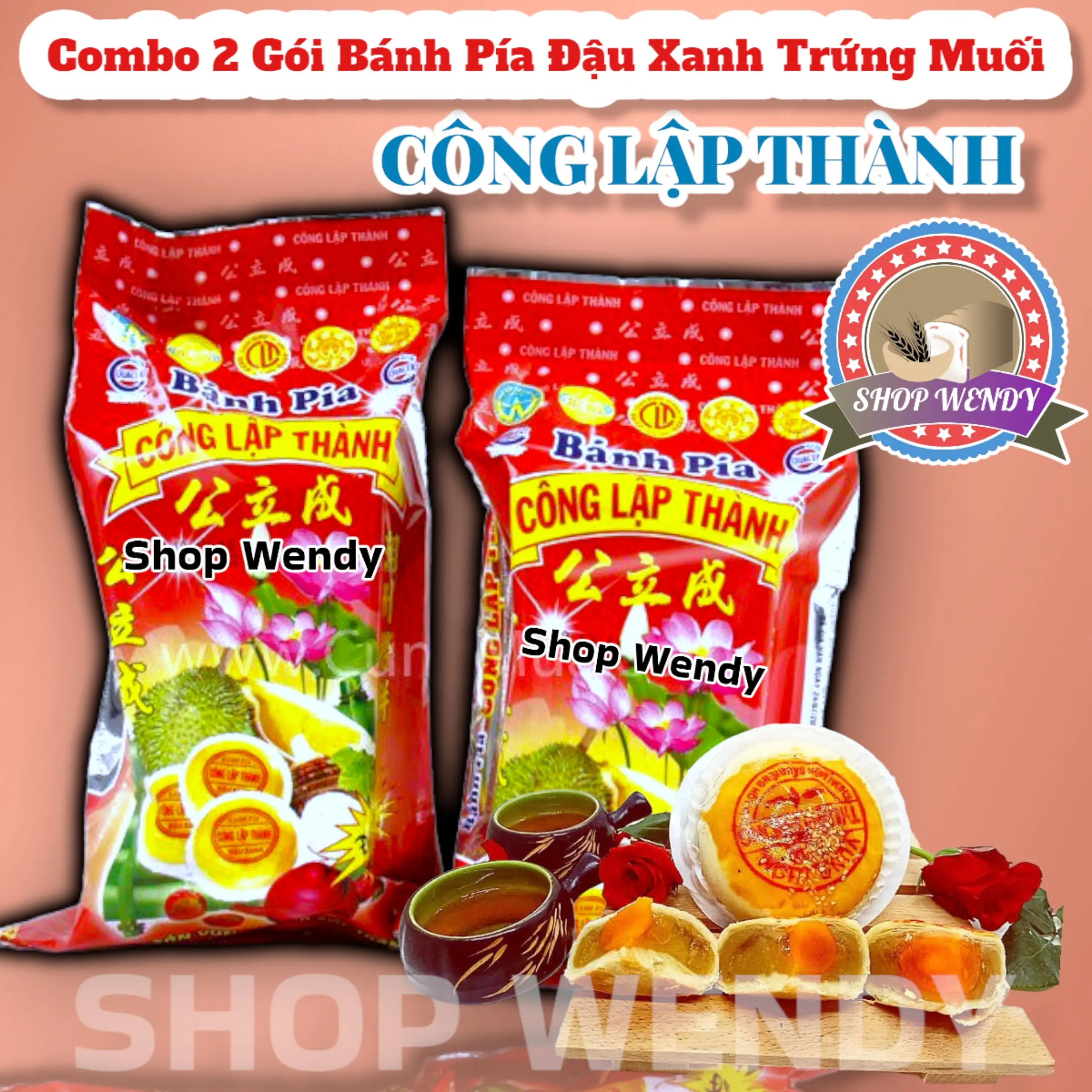 Combo 2 Gói Bánh Pía Đặc Sản Sóc Trăng (300GRAM / 1 GÓI) Có Trứng Muối [DATE 45 NGÀY] - SHOP WENDY Cake