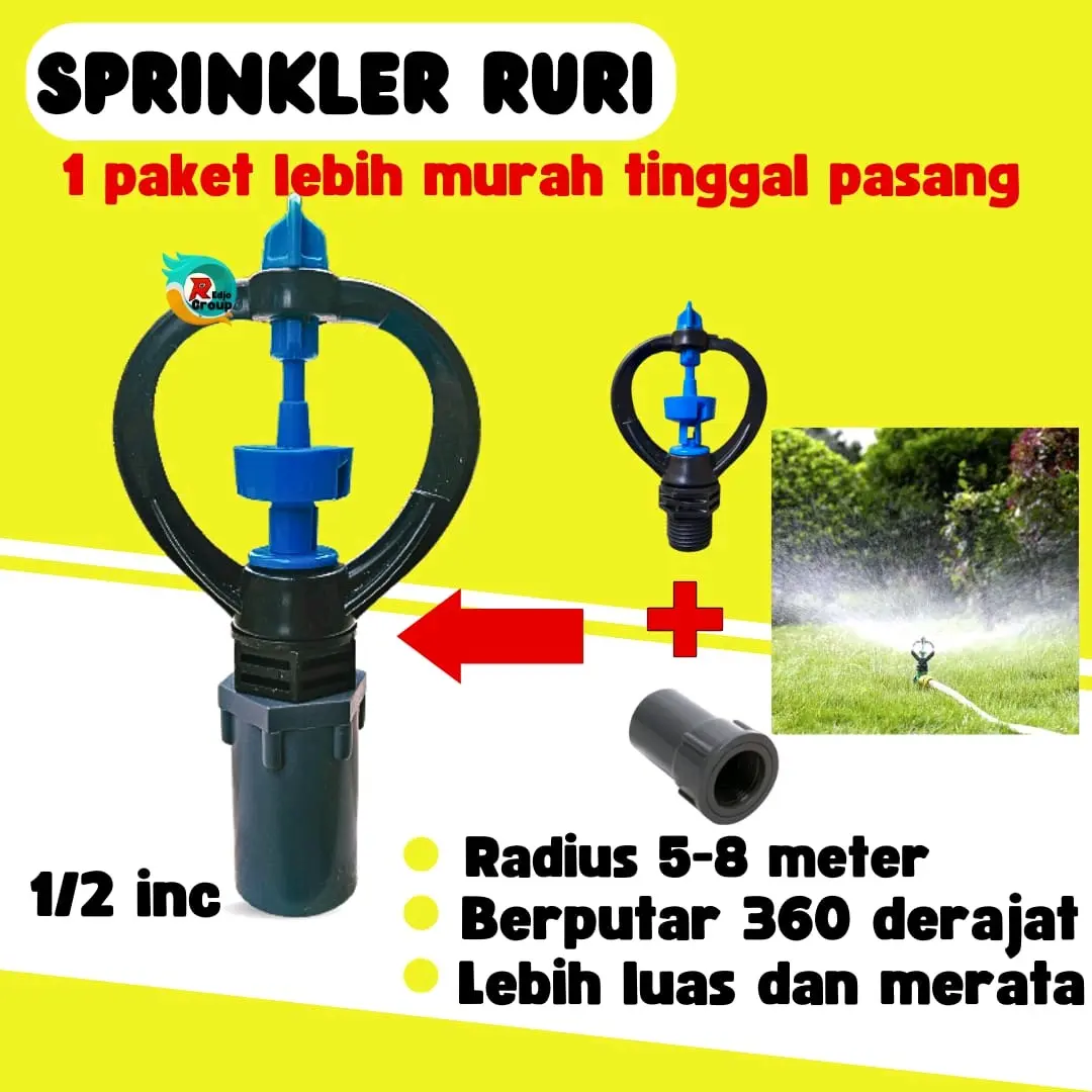 1SET SPINKLER RURI+SOKDRAT 1/2 INCH LEBIH HEMAT DAN MURAH..ALAT PENYIRAMAN TANAMAN PERKEBUNAN Black