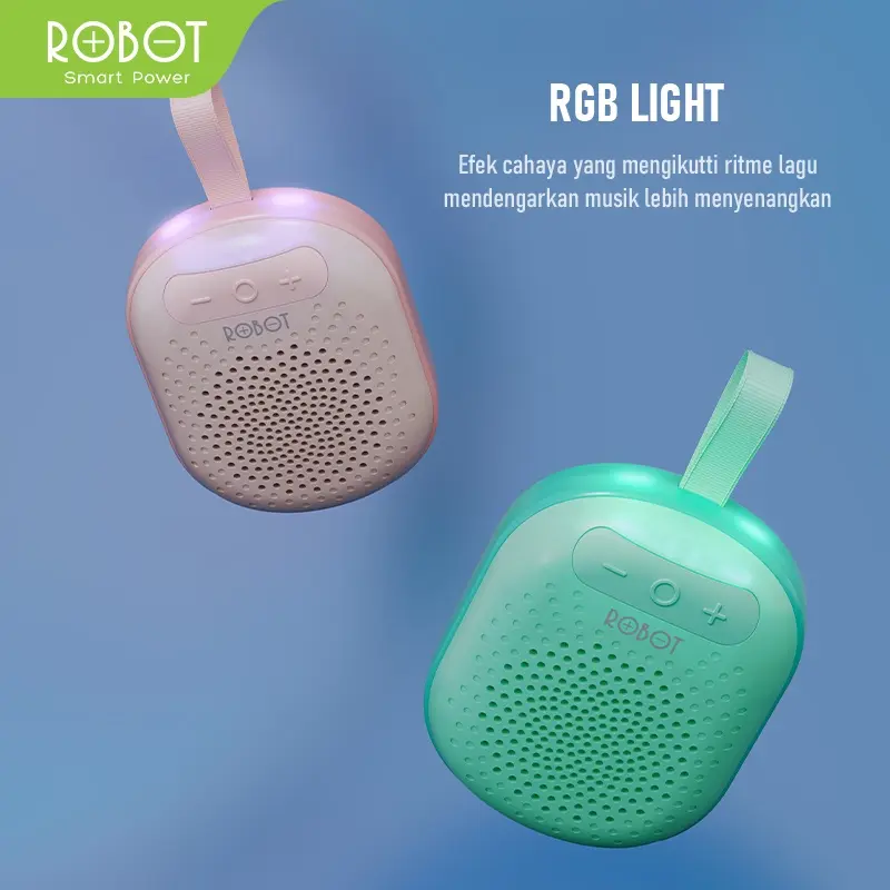 KOREAN Speaker Bluetooth Mini ROBOT TWS Speaker Bluetooth 5.1 Mini Portable RB20 With RGB Light Pink/Blue Speaker Rak Buku Blue Pink Speakers  Wireless  Ponsel