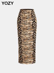 YOZY Women's All Over Print Skirt, Casual Fashion Long Skirt for Daily Outdoor Wear, Women Bottoms for Summer