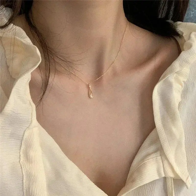 Vòng Cổ Mặt Dây Chuyền Hình Giọt Nước, Thời Trang Hàn Quốc, Dành Cho Nữ, Phong Cách Cổ Điển Và Thanh Lịch, Vòng Cổ Dây Chuyền Xương Đòn Thích Hợp Cho Đám Cưới, Với Zircon, Đồ Trang Sức Thời Trang Voi Chain Jewelry Women 3