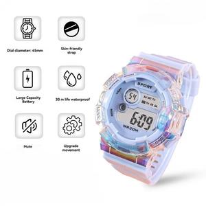 FS Digital Luminous Watch Colorful Water Resistant Translucent Multifunction Alarm Date Week Display Sports Jam Tangan
