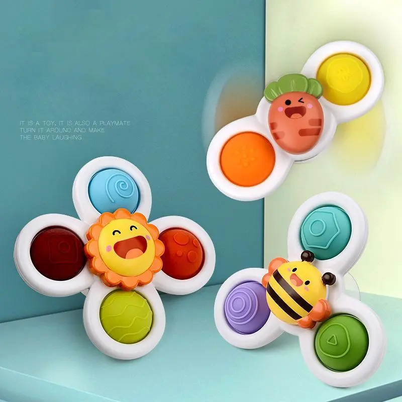 Baby Suction Cup Spinning Top Bath Toy, 3 Counts Colorful Spinning Top Toy, Birthday Gifts, Sensory Toys, Interesting Toys, Fidget Toys 6
