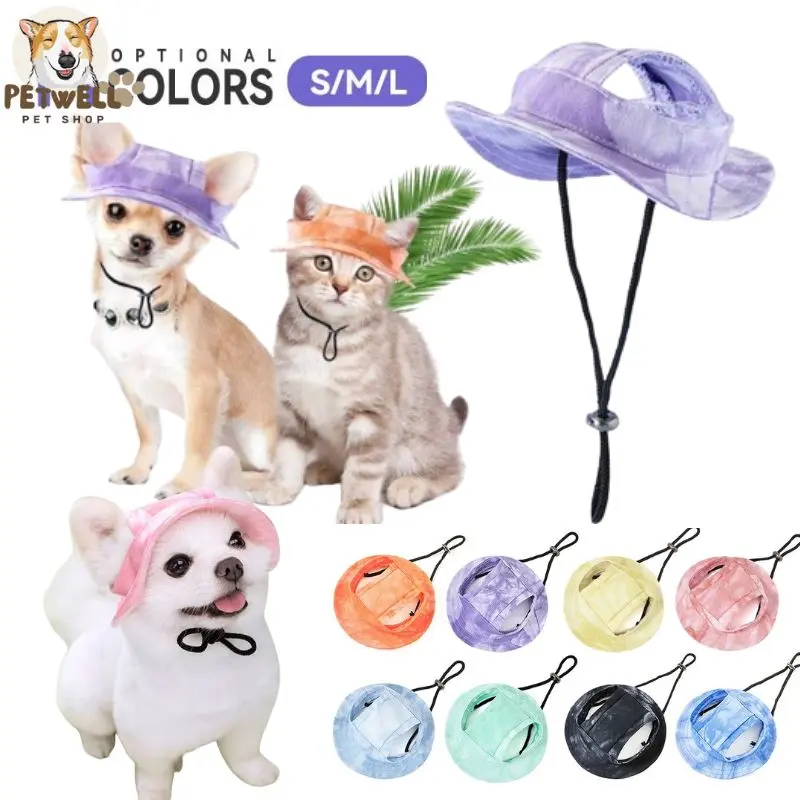 PETWELL Pet Outdoor Hat Solid Colors Oxford Cloth Baseball Cap Designed Hole for Ears Cute Dog Hat Pet Hat Cat Hat Baseball Cap Windproof Travel Sports Sun Hats