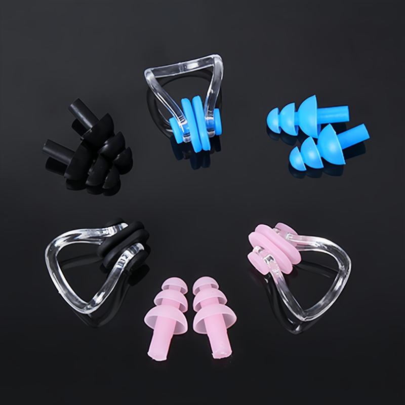 Professional Swimming Equipment Set, 3 Counts/set Portable Waterproof Swimming Earplugs & Nose Clip, Swimming Accessories for Men & Women 1