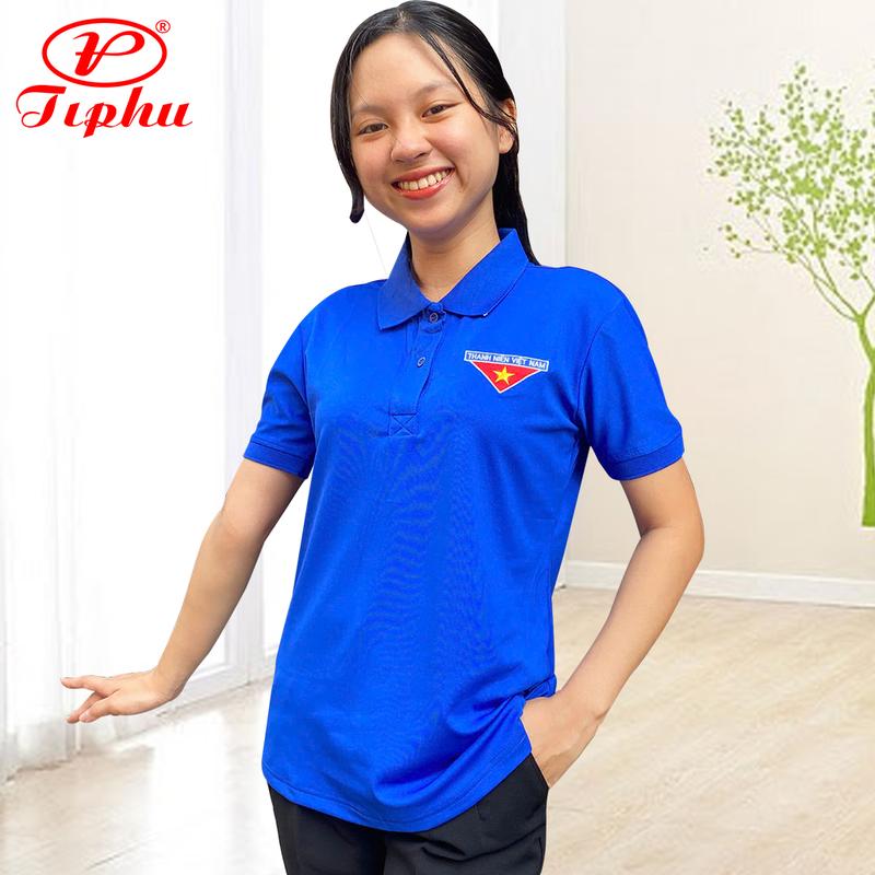 Áo Đoàn Thanh Niên Việt Nam cho nữ, vải thun polo co giãn, thêu logo cờ đỏ sao vàng, bigsize 80kg, Amazing