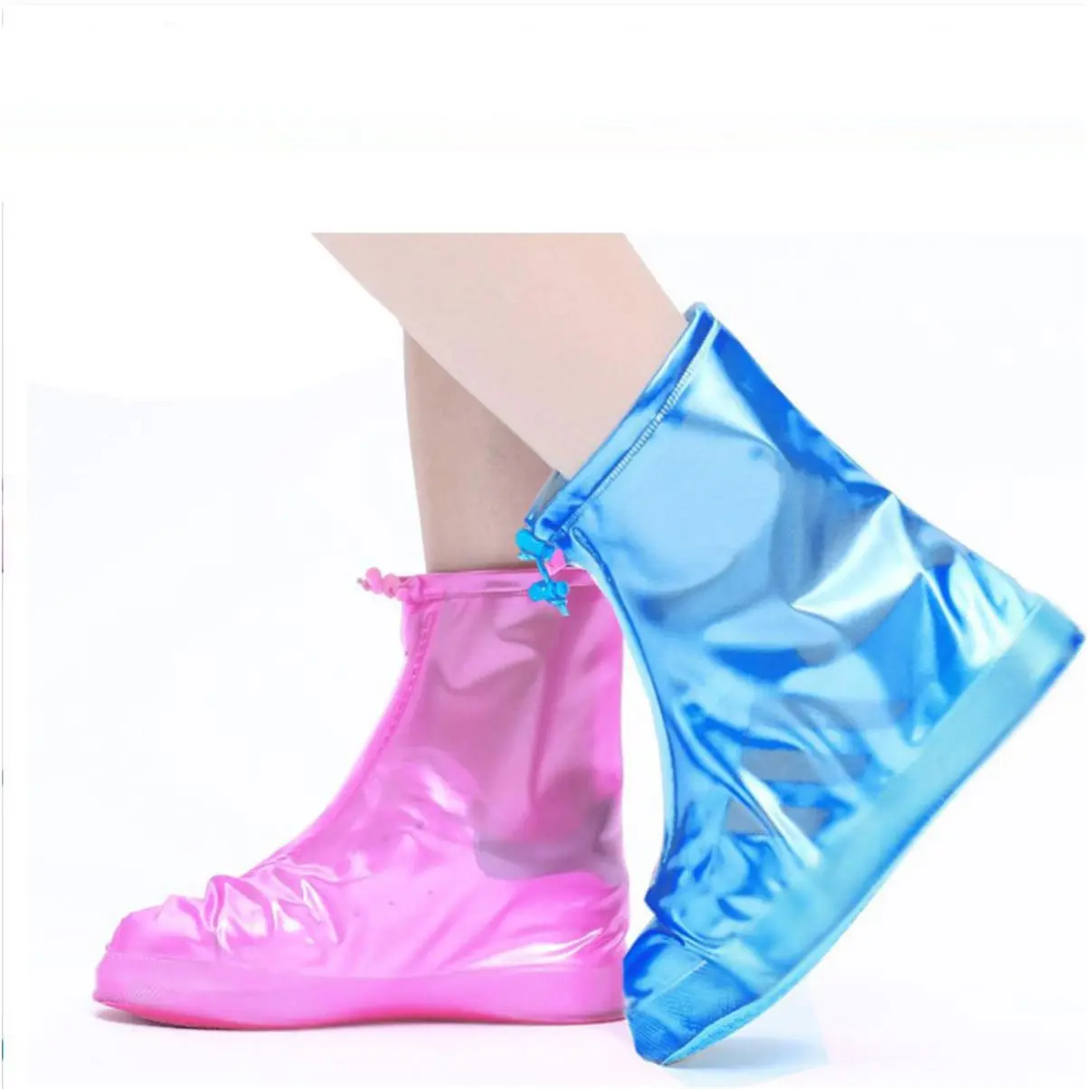 ที่คลุมรองเท้า PVC, ไม่ใช้แล้วทิ้ง, Unisex, หนา, กันน้ำ, กันลื่น, มีซิป, เหมาะสำหรับการปีนเขาและการเดินทาง, Overshoe, กลางแจ้ง แบบพกพา