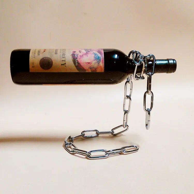Product Introduction of Magic Suspension Iron Chain Wine Rack Metal Chain Hanging Wine Bottle Holder Bar Cabinet Display Stand Shelf Bracket Home Decor 27