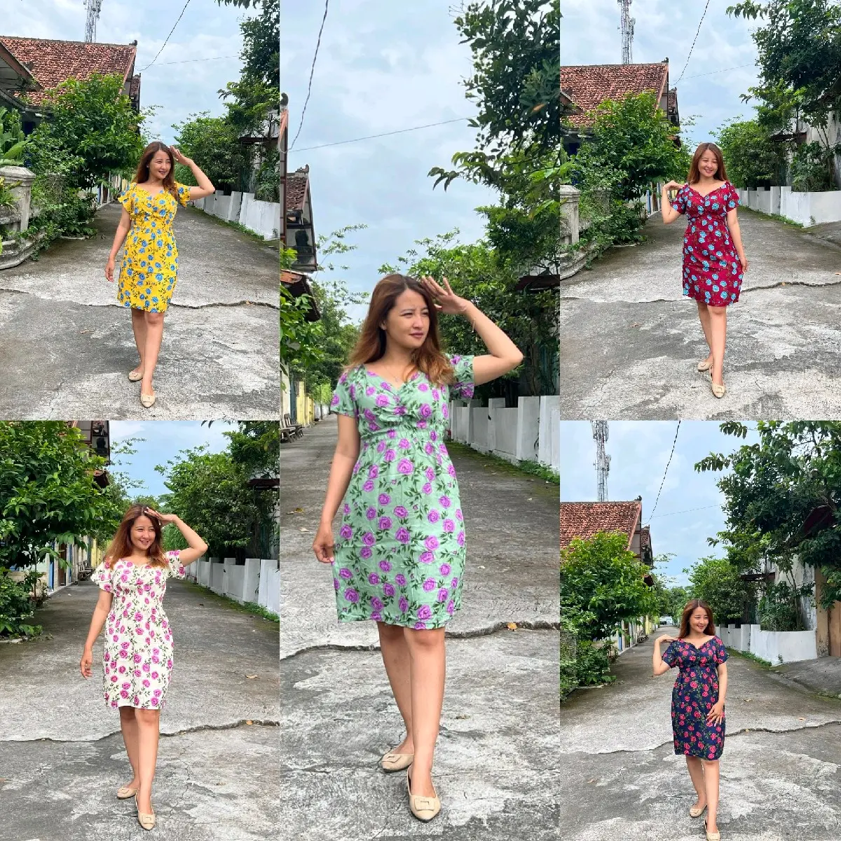 Daster mawar motif pendek