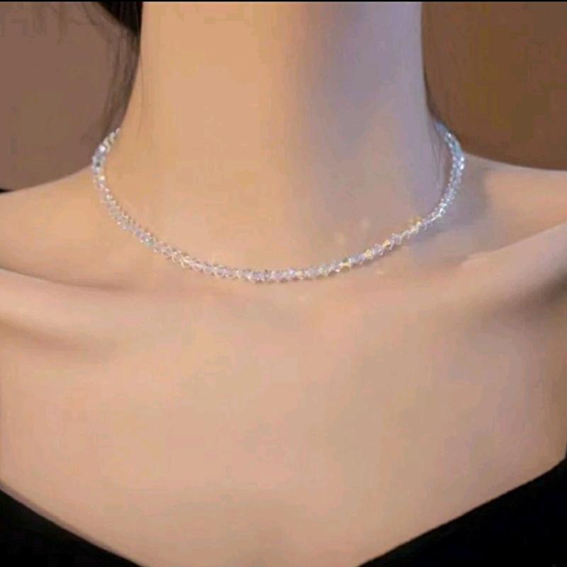 Vòng cổ pha lê Áo hạt nhỏ 4ly cao cấp có 3 màu trắng, đen và vàng kiểu dáng choker và dài