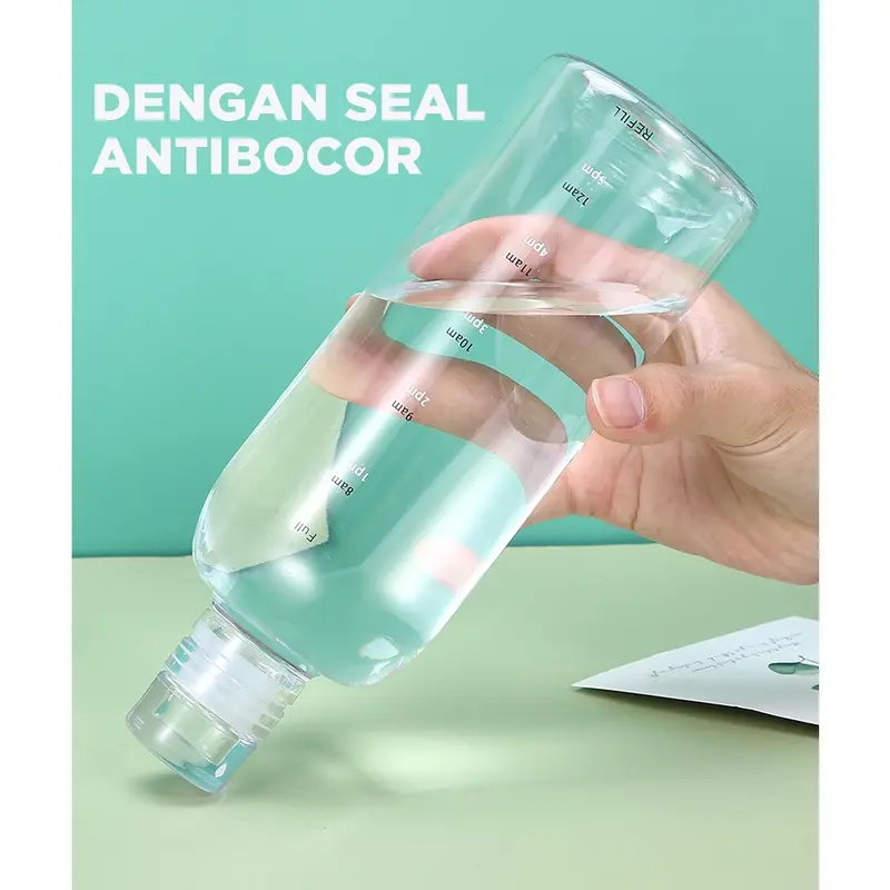 Tumbler Botol minum anti bocor / botol transparan / Tumbler olahraga / botol portable dengan panduan jam Air tupperware cute Cangkir Minuman Plastik Bottles Kitchenware Silicon Water 2
