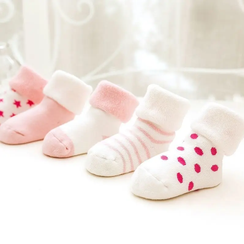 Tất Trẻ Em, Thiết Kế Dễ Thương, 5 Đôi / Bộ, Hình Hoạt Hình, Dày Hơn, Giữ Ấm Cho Bé, Thích Hợp Cho Bé Trai Và Bé Gái, Thích Hợp Cho Mùa Thu Và Mùa Đông, Tất Ống Cho Bé 1