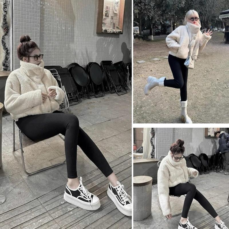 Áo khoác lông cừu khoá kéo dài tay - Thời Trang Nữ