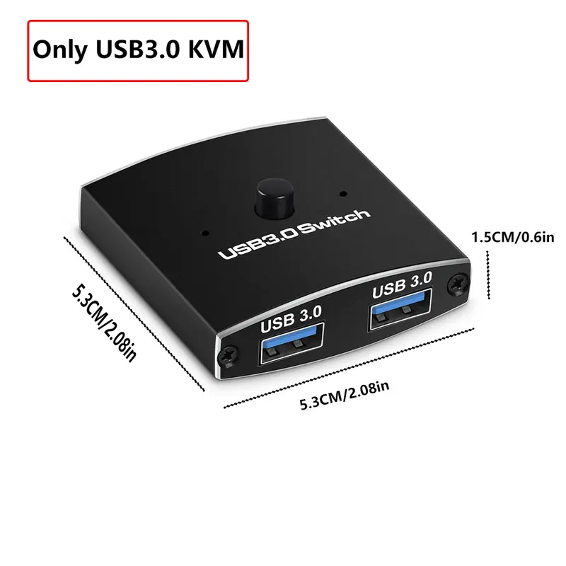 Bộ chuyển đổi USB 3.0, Bộ chọn KVM, 5Gbps, 2 trong 1 ra, Bộ chuyển đổi USB, Bộ chia hai chiều USB3.0, Thích hợp để chia sẻ máy in và chuột 6