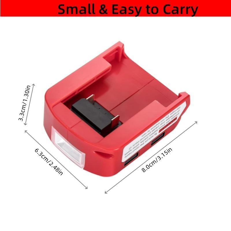 Product Introduction of Battery Adapter for Milwaukee 18V Lithium Ion Battery, Battery Adapter with DC Port & LED Work Light & Dual USB Ports, for Milwaukee 49-24-2371 M18 Power Source 36