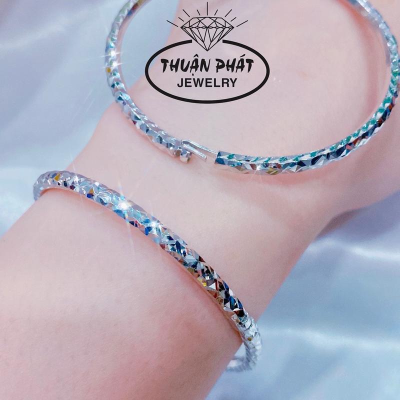 Phụ Kiện Vòng Kiềng Tay Nữ V030 móc máy 9D Bản 4li Đeo Tay Sang Trọng Trang Sức Bạc Xi Kim - Bạc Thuận Phát