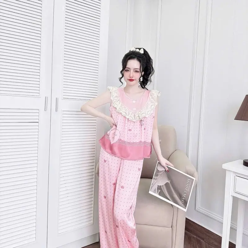 @minx.shop set đồ bộ pyjama mặc nhà chất lụa latin kiểu sát nách