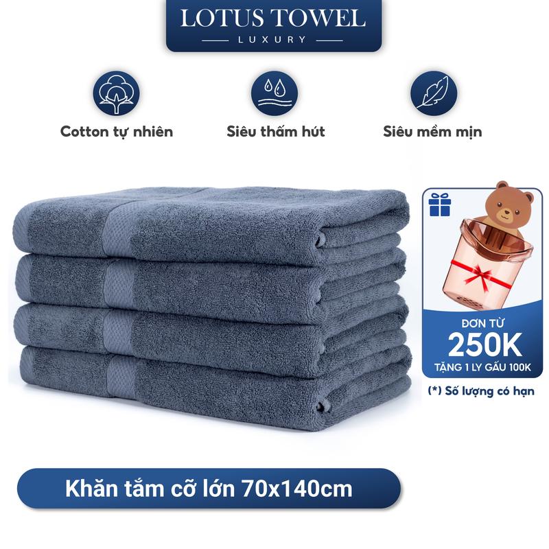 Khăn Tắm Lớn 70x140cm LOTUS TOWEL Làm Từ Sợi Cotton Cao Cấp Mềm Mịn, Thấm Hút, Không Ra Màu Dùng cho Nhà Tắm, Spa, Khách sạn, Resort