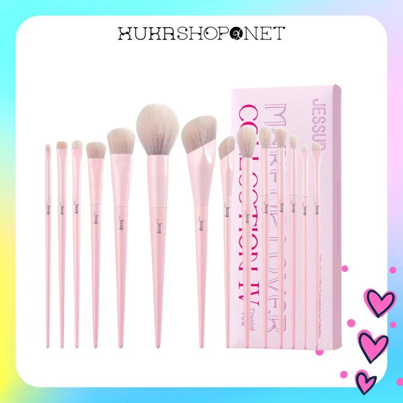 Bộ cọ Jessup 14 cây Bộ cọ trang điểm Jessup Crystal Pink Premium 14 cây makeup chuyên nghiệp cá nhân cao cấp lông mềm