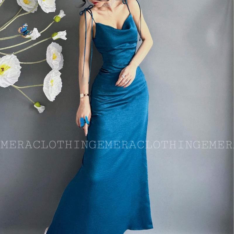 Bộ sưu tập váy LaylaDress thiết kế dự tiệc quyến rũ sang trọng váy cổ đỗ 2 lớp chất lụa cao cấp Nữ Voi Women Voan Tay Loe Ong
