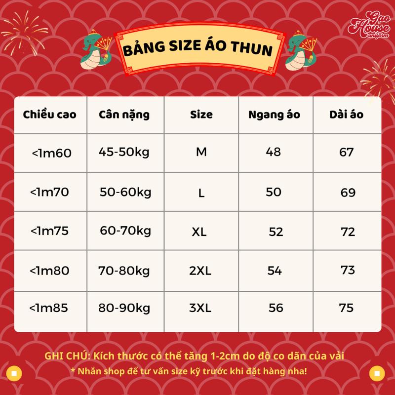 2025 Bộ sưu tập TET Áo thun ngắn tay GAO HOUSE Cotton ngoại cỡ Form-GHAT020 8