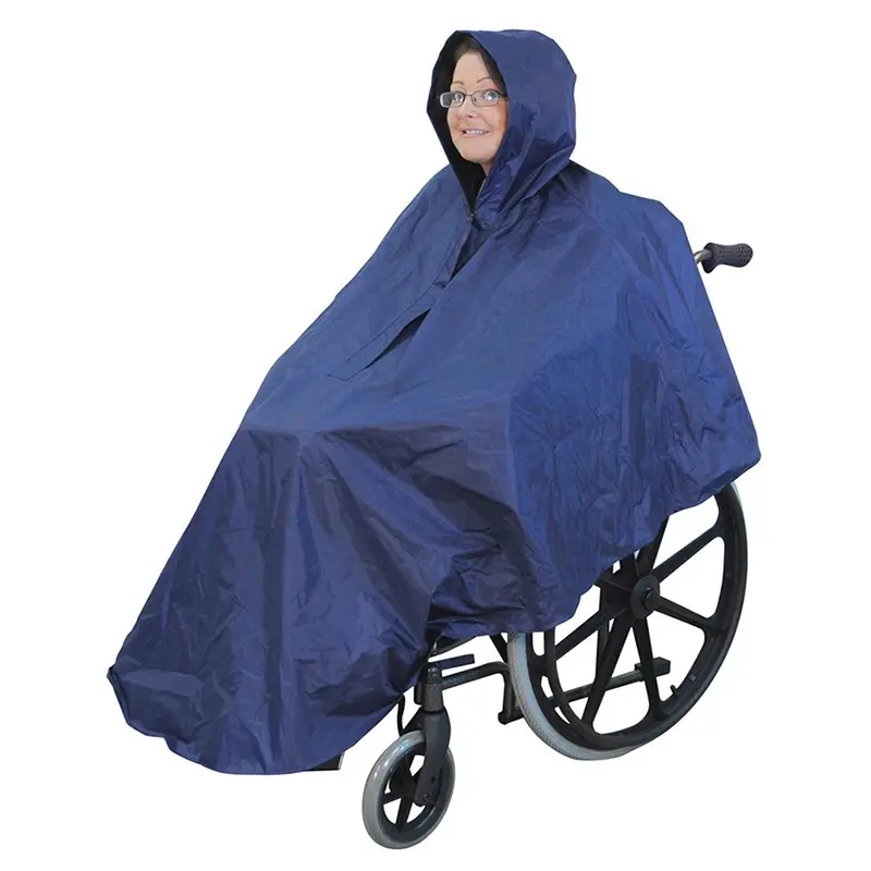 Windproof Wheelchair Cover, Wheelchair Rain Poncho Coat Adult Elderly Seniors Wheelchair Cape Poncho Cover Soft Hooded Wheelchair Rain Coat