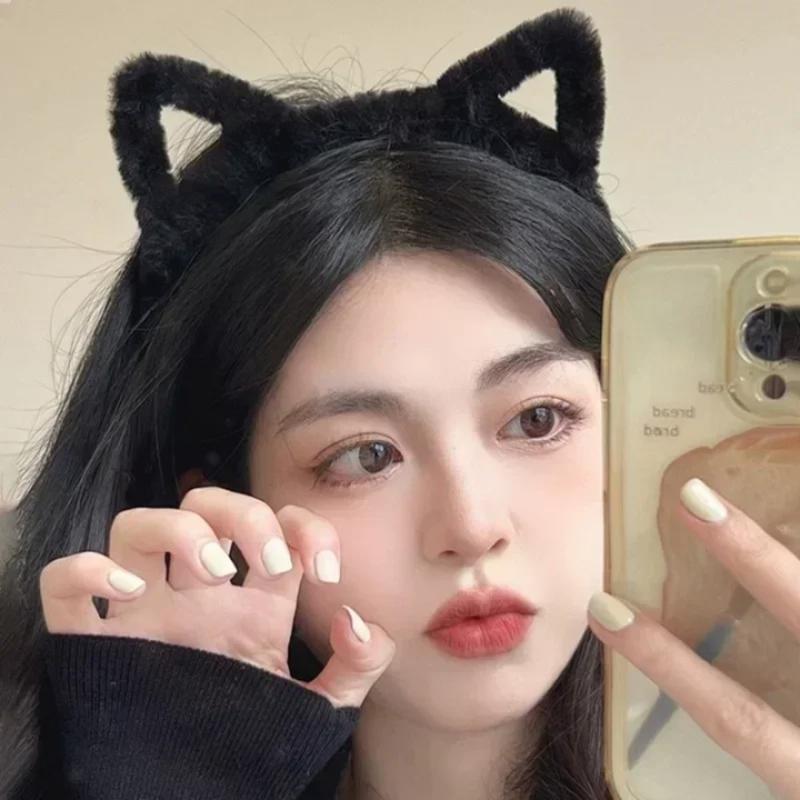 Product Introduction of Funny Cartoon Cat Ear Headband Solid Color Lightweight Plush Hairband Portable Hair Accessories Cosplay 15