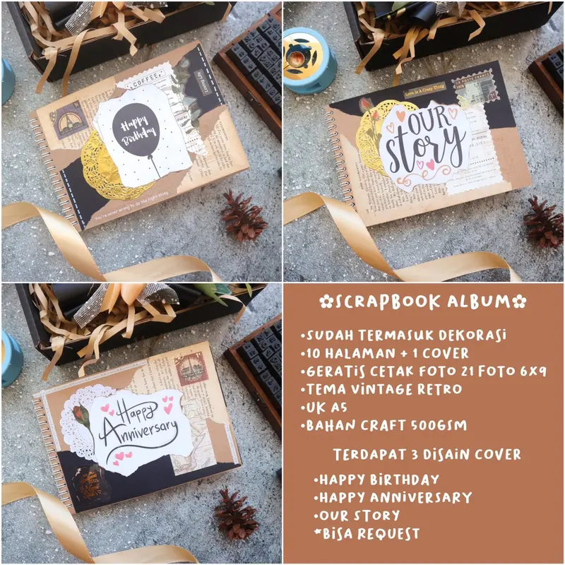 SCRAPBOOK ALBUM CUSTOM FOTO SUDAH DENGAN DEKORASI / HADIAH ULANG TAHUN / HADIAH ANNIVERSARY /HADIAH PERPISAHAN / HADIAH UNTUK BESTIE 2